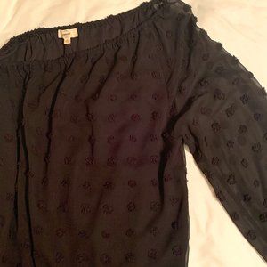 Flowy One Sheer Sleeved Black w/ Polka Dots Blouse